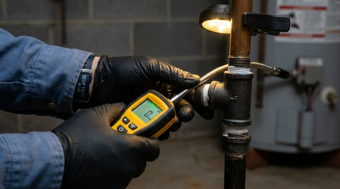 Gas leak detection with electronic sniffer by Johns Plumbing LLC in Talihina