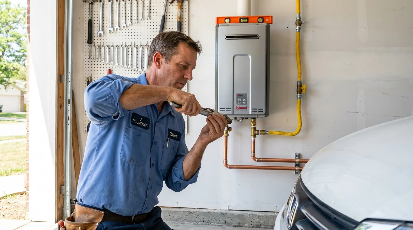 Tankless water heater installation by a Johns Plumbing LLC plumber in Talihina